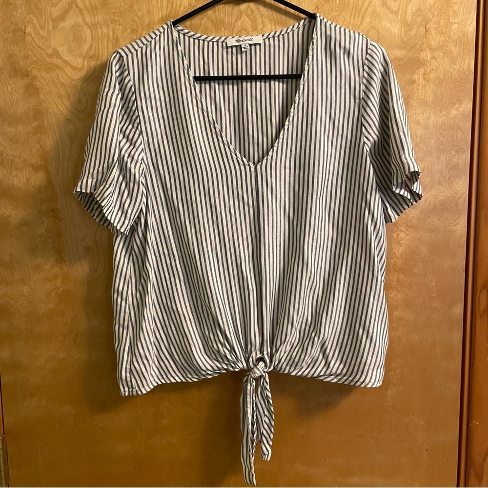 Madewell Tie Front Striped Blouse